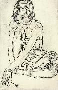 Egon Schiele Squatting Woman Germany oil painting artist